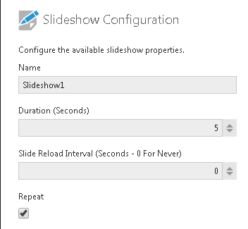 Slideshow configuration options