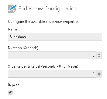 slideshow options configuration configure support