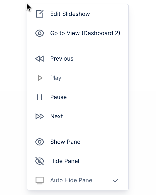 Slideshow context menu
