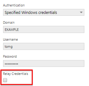 Uncheck Relay Credentials option